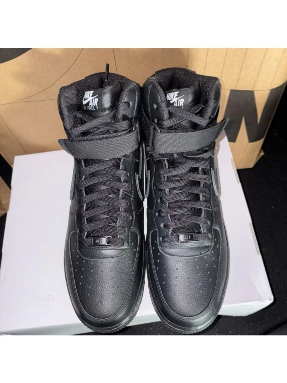 $250 NEW Nike Air Force 1 Triple Black Leather Custom HF0658-900 Men Size 11